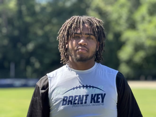 Poret poses after a football camp at Georgia Tech Thursday afternoon