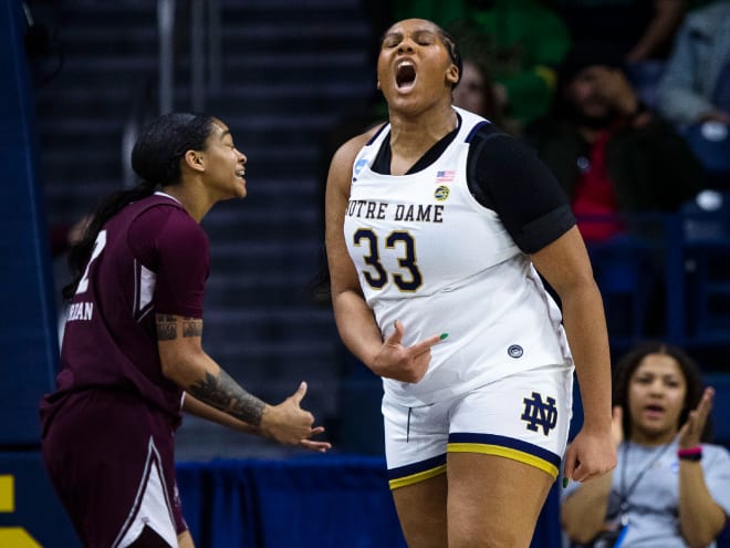 Notre Dame center Lauren Ebo grabbed 18 rebounds to help carry the Irish to a trip to the Sweet 16.