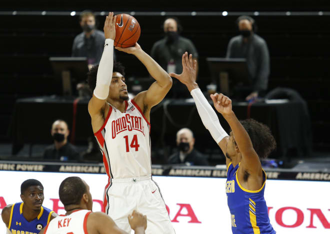 Justice Sueing finished with 11 points in the Buckeyes' blowout win.