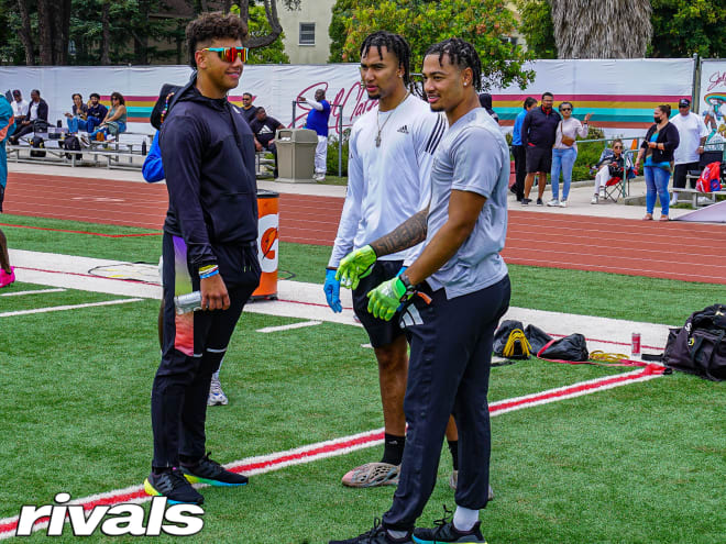 Nebraska football QB commit Dylan Raiola (left) has potential to be a first-round NFL Draft pick just like CJ Stroud (middle) and Jaxon Smith-Njigba