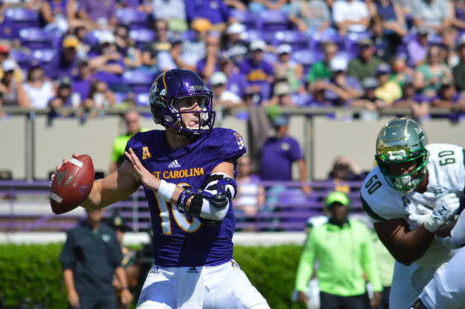 Quarterback Thomas Sirk and the Pirates fell to USF 61-31 in Dowdy-Ficklen Stadium on Saturday.