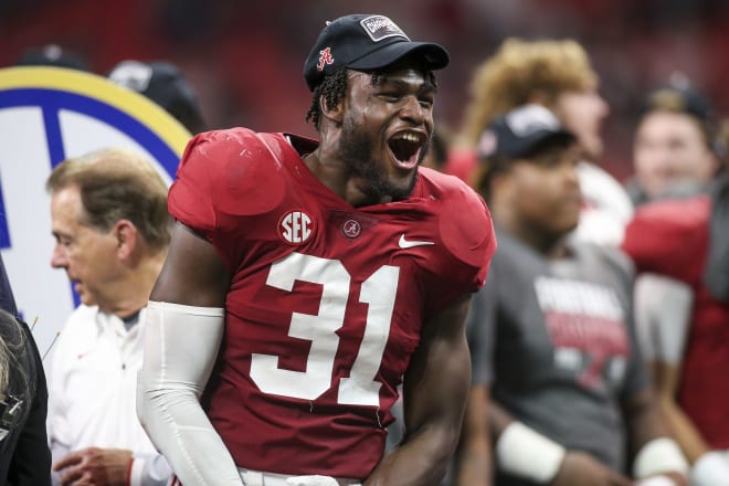 Alabama Crimson Tide linebacker Will Anderson Jr. (31) celebrates after a victory against the Georgia Bulldogs in the SEC championship game at Mercedes-Benz Stadium. Photo | Brett Davis-USA TODAY Sports