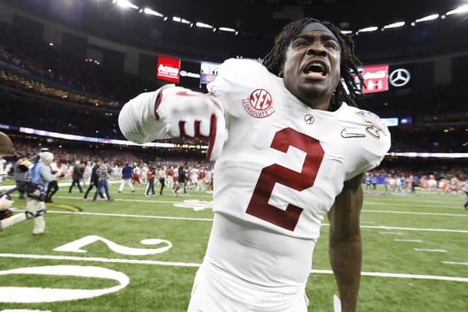 Alabama Crimson Tide defensive back Tony Brown (2) reacts after defeating the Clemson Tigers in the 2018 Sugar Bowl college football playoff semifinal game at Mercedes-Benz Superdome. Photo | USA Today 