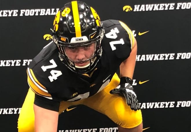 Class of 2020 offensive lineman Dylan Barrett visited the Iowa Hawkeyes on Sunday.
