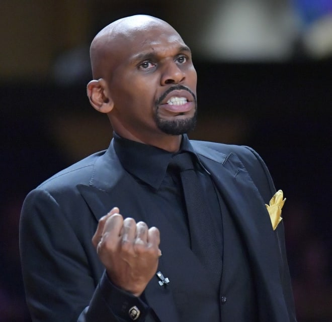 Jerry Stackhouse looks on during Vanderbilt's loss to Tennessee.