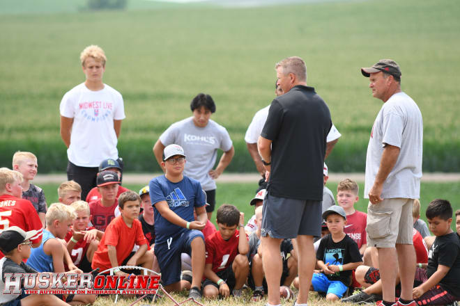 Jamie Kohl and Gerald Foltz address the first session of campers on Friday. 