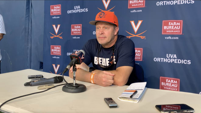 Bronco Mendenhall met with reporters following Friday morning's practice at the McCue Center.