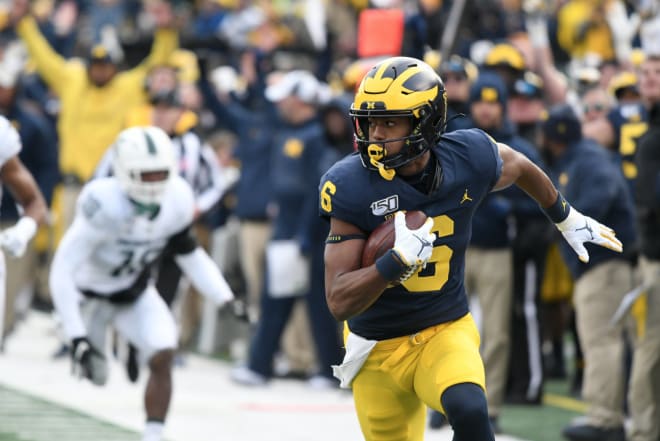 Michigan Wolverines football sophomore wide receiver Cornelius Johnson had five catches for 105 yards and two touchdowns against Rutgers. 