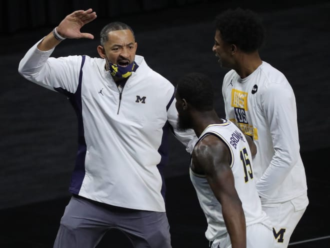 Michigan Wolverines basketball coach Juwan Howard got into it with Mark Turgeon in U-M's win over Maryland.