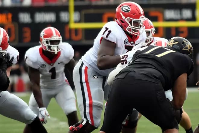 Andrew Thomas will slide over to left tackle for Georgia this fall.