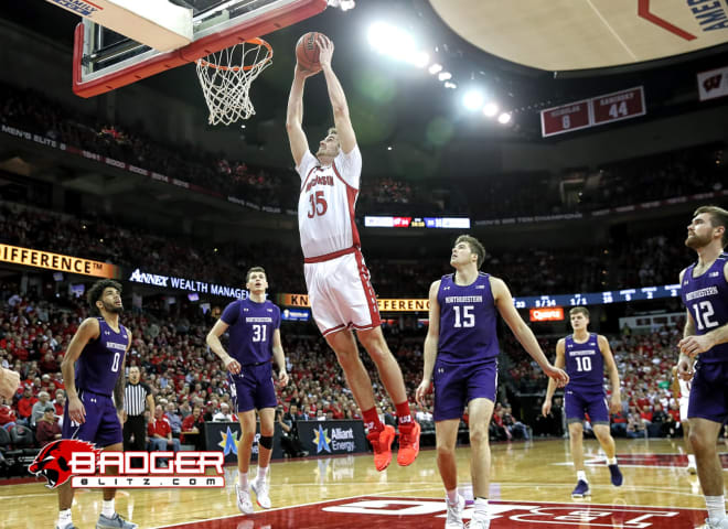 Nate Reuvers gets ready to slam two of his game-high 11 points in a home victory over Northwestern.