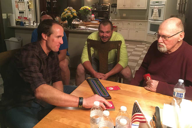 Drew Brees was part of a reunion of sorts for Joe Tiller's 50th wedding anniversary in early July. Brees whipped Tiller in cribbage. 