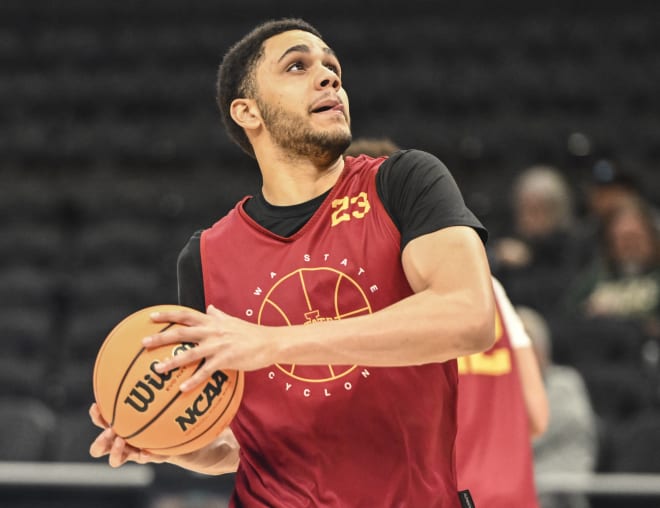 Tristan Enaruna warms up before an NCAA first round game against LSU last month.