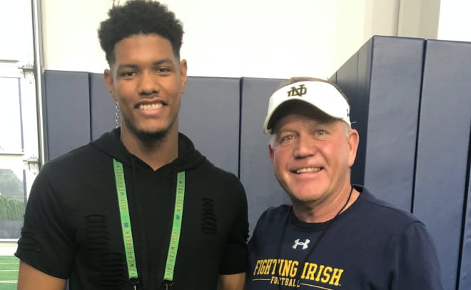Pryor, seen here with Notre Dame head coach Brian Kelly, said all the Irish coaches made him feel at home in South Bend.