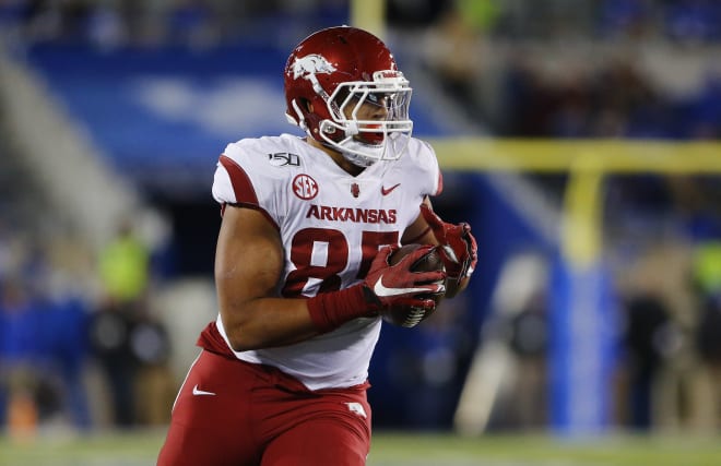 Tight end Cheyenne O'Grady's career at Arkansas is over.