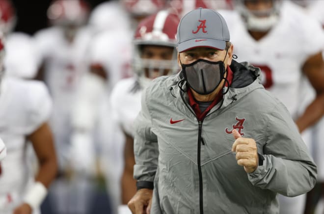 Alabama head coach Nick Saban before the game against Mississippi at Vaught-Hemingway Stadium. Photo | Imgan