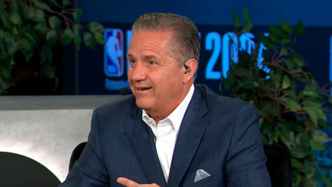 Arkansas basketball head coach John Calipari on the ABC set of Wednesday's NBA Draft broadcast.