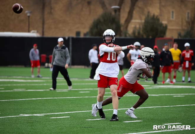 QB Alan Bowman makes a throw during the first day of spring practice. Photo by Billy Watson.