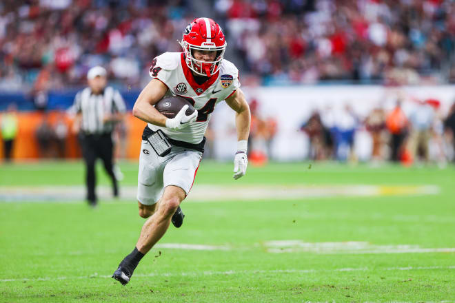 Georgia wide receiver Ladd McConkey (84) during Georgia’s game against Florida State in the 90th Capital One Orange Bowl at Hard Rock Stadium in Miami Gardens, Fla., on Saturday, Dec. 30, 2023. (Tony Walsh/UGAAA)