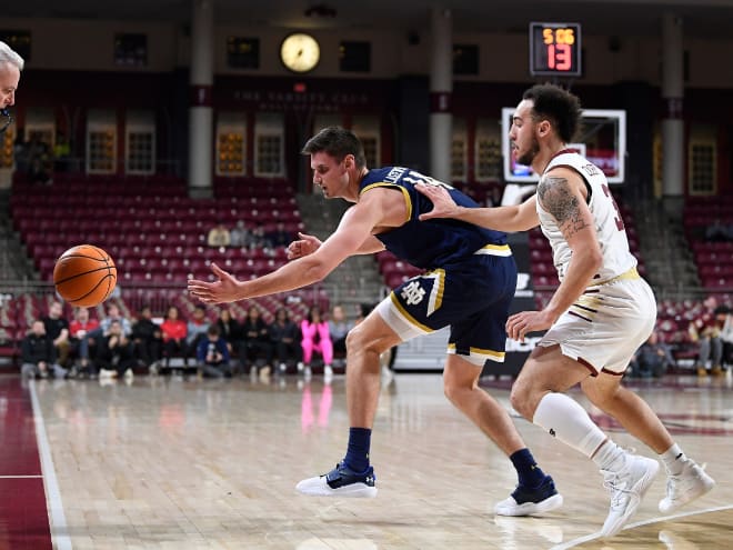 Notre Dame had only five turnovers against Boston College, but it gave away a 10-point lead in the second half. Nate Laszewski, pictured, had three of ND's turnovers.