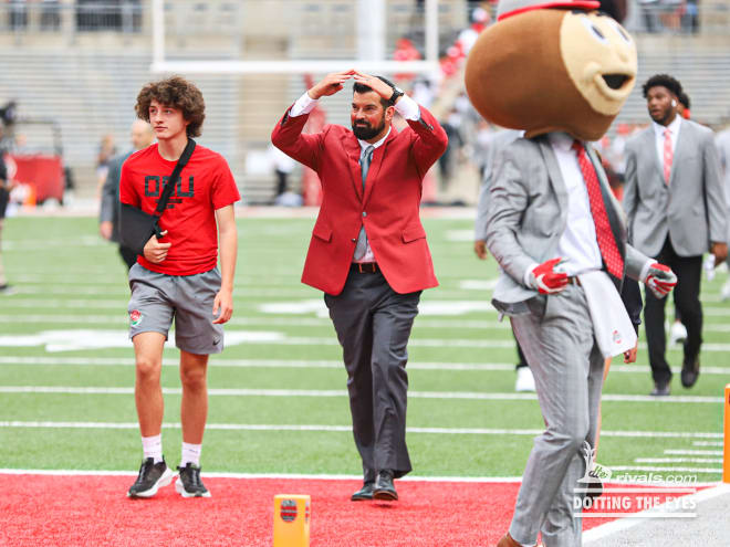 Ohio State coach Ryan Day is heading into a matchup with Toledo. (Birm/DTE)