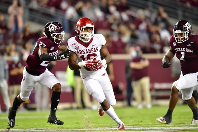 Treylon Burks came down with a big catch on fourth down against No. 8 Texas A&M.