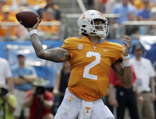 Guarantano delivers a pass in a loss to West Virginia. 