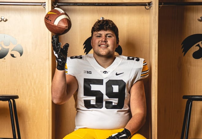 Indianapolis offensive lineman Trevor Lauck visited Iowa for spring practice today.
