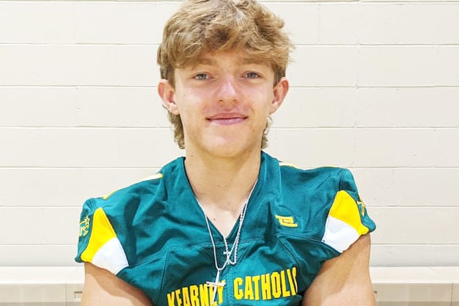 These area good days for Kearney Catholic Football and its quarterback Carson Murphy (1), having won their way into Friday/s district title showdown with Ord.