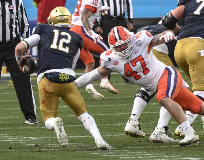 Notre Dame Fighting Irish football fifth-year senior quarterback Ian Book versus Clemson in the ACC Championship