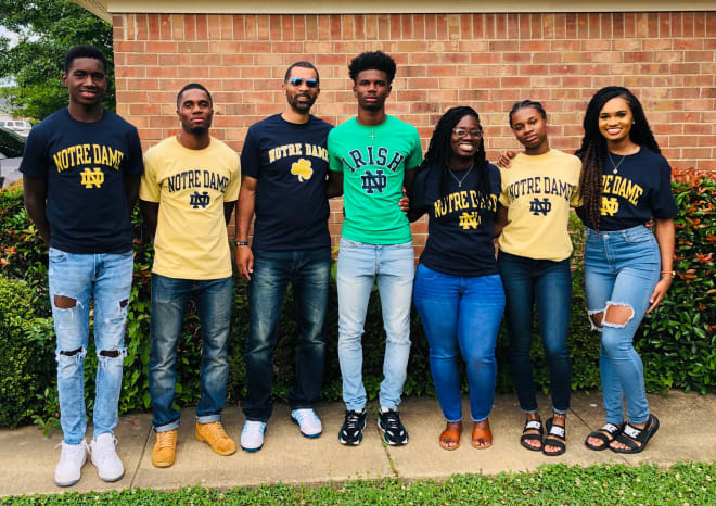 Caleb Offord and his family decked out in Notre Dame gear