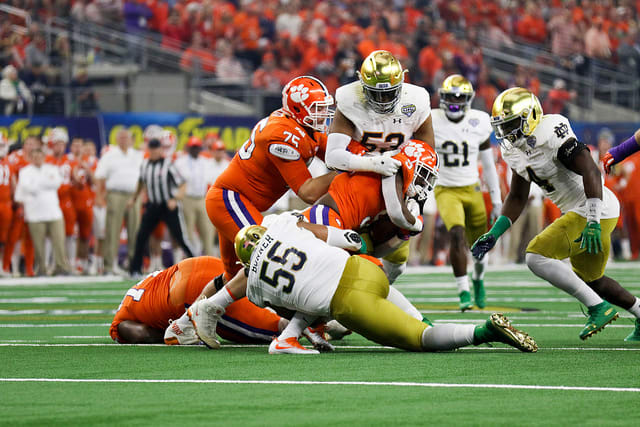 Notre Dame versus Clemson in the 2018 College Football Playoff
