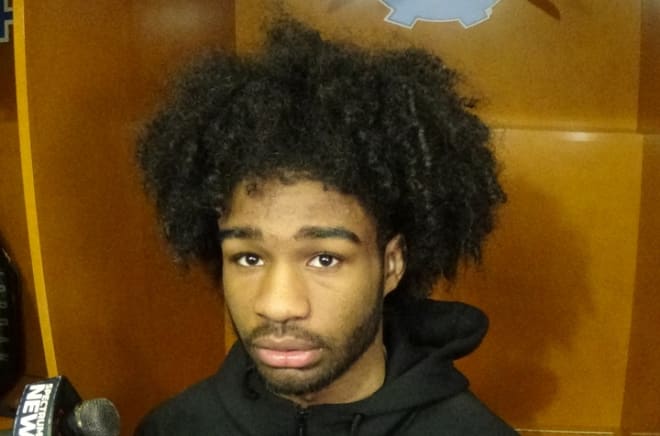 Coby White and UNC's starters discuss their Sweet 16 game versus Auburn on Thursday at Sprint Center in Kansas City.