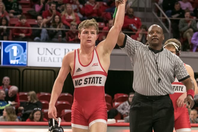 NC State wrestling 165-pounder Thomas Bullard wins another match