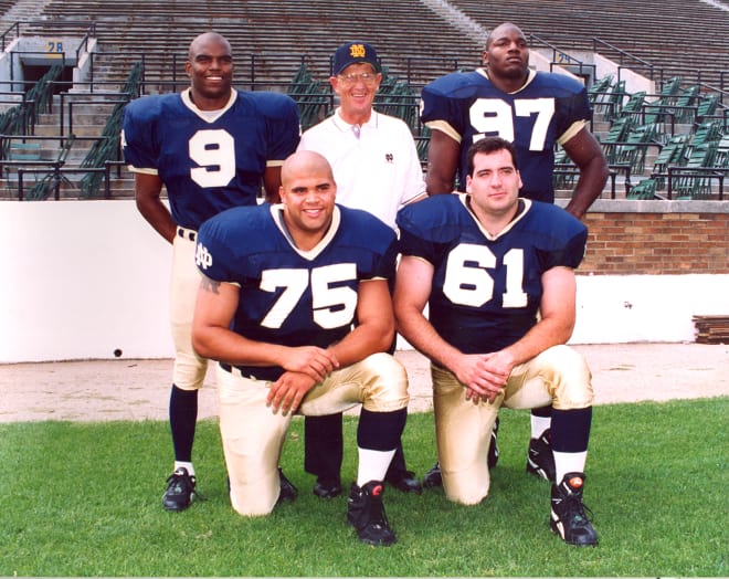 The 1990 haul included Jeff Burris (9), Bryant Young (97), Tim Ruddy (61) and Aaron Taylor (75).