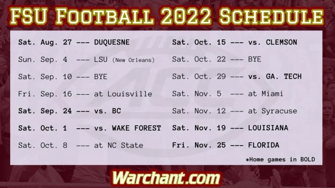 FSU Football 2022 schedule positives and negatives