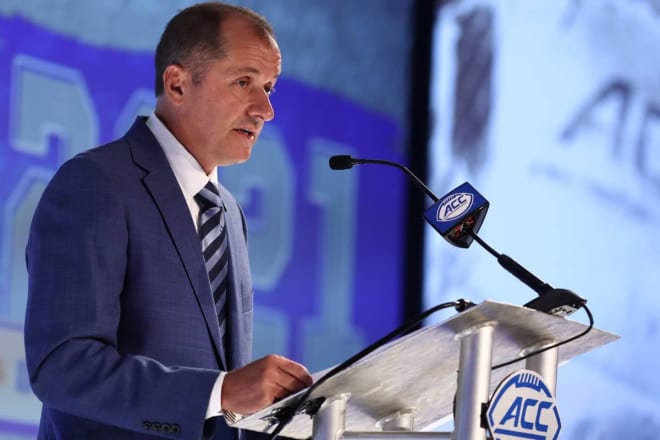 ACC Commissioner Jim Phillips makes his address this week at Kickoff.