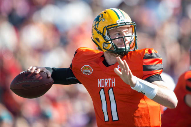 Carson Wentz made a move in our latest mock draft.