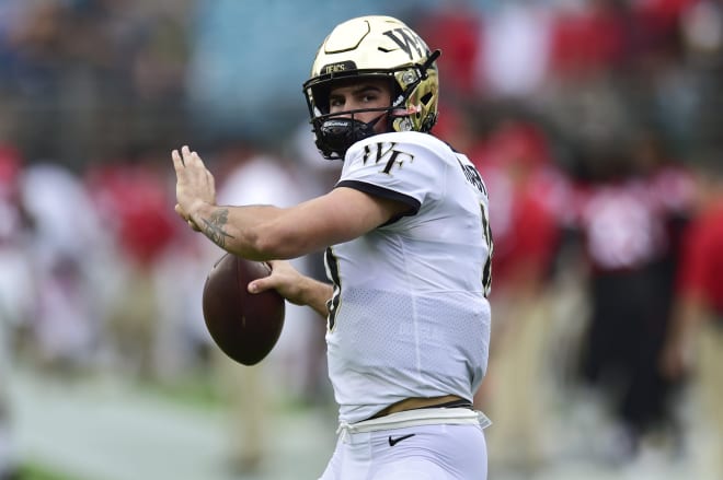 Wake Forest star quarterback Sam Hartman is out indefinitely with a non-football-related medical condition (Photo: Corey Perrine / USA TODAY NETWORK).