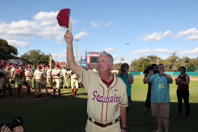 FSU coach Mike Martin acknowledges the fans after his 1,900th career victory on Sunday.