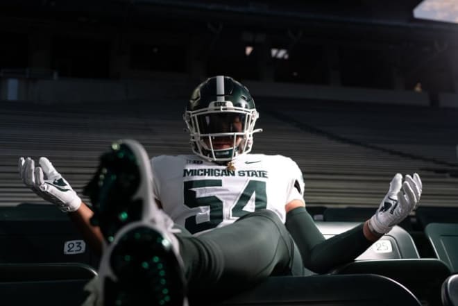 Andrew Dennis during an official visit to Michigan State in 2023. (Photo courtesy of Andrew Dennis/MSU Football)