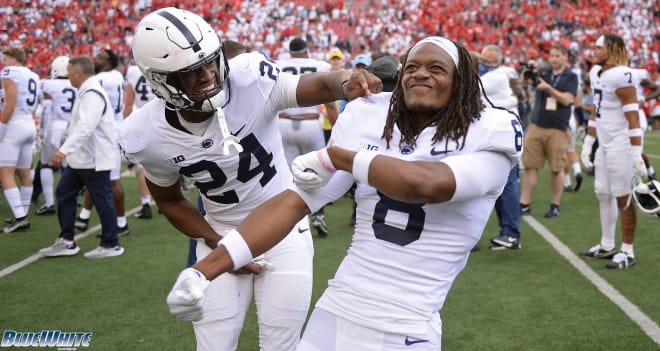 Penn State receiver/corner Marquis Wilson celebrates after the Nittany Lions 16-10 win over Wisconsin. BWI photo/Steve Manuel