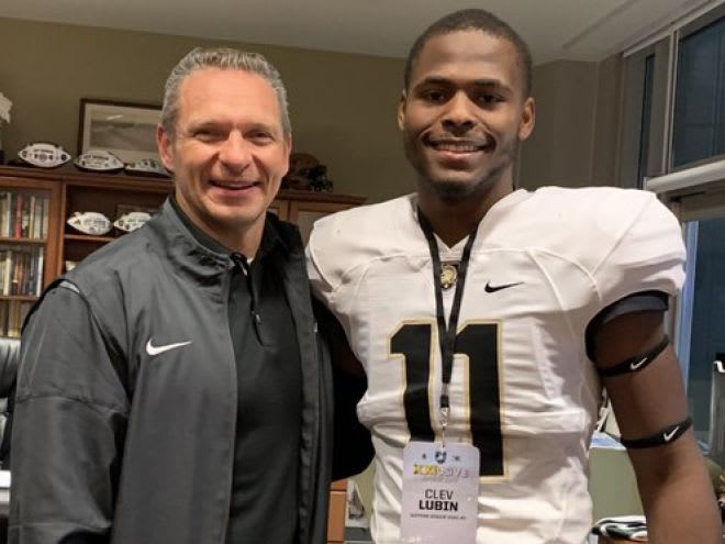 DE/OLB Clev Lubin with Army Head Coach Jeff Monken during his Junior Day visit to West Point