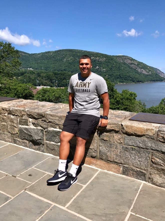 DE Trevor Hallock has made his way onto the West Point campus and this scenic view over the Hudson River