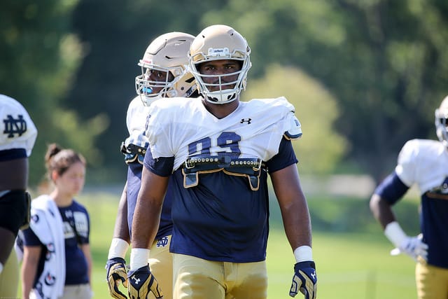 Senior nose tackle Jerry Tillery helped the defense assert itself in the latter part of Saturday's practice.