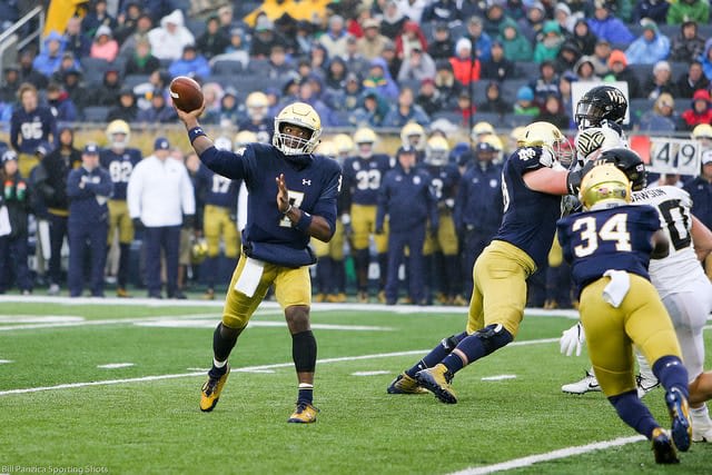 Senior quarterback Brandon Wimbush accounted for 390 yards of total offense (280 passing and 110 rushing) versus Wake Forest last year.