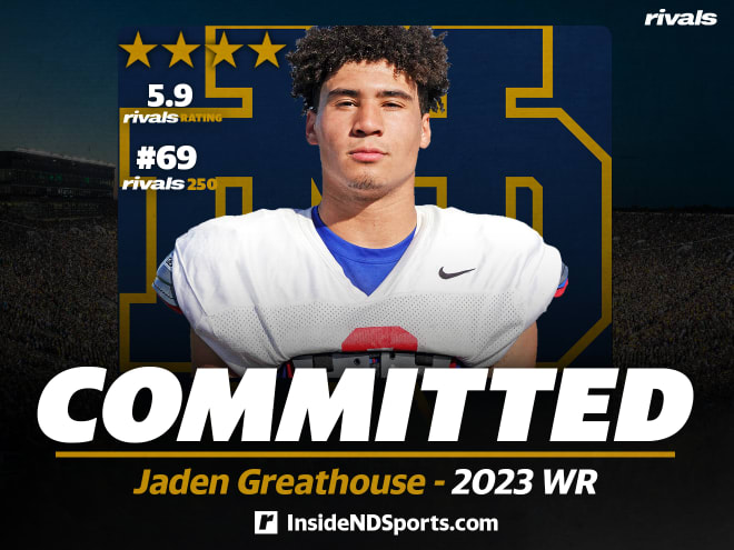 Four-star wide receiver Jaden Greathouse is Notre Dame's 20th commitment in the 2023 class.