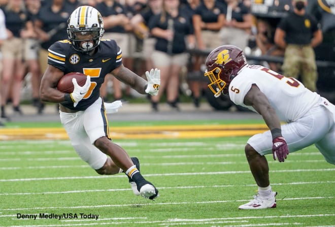 Mookie Cooper was limited by a sore foot during his Missouri debut but still touched the ball seven times, gaining 12 yards.