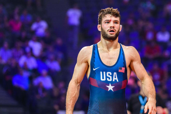 Thomas Gilman is one of four NLWC wrestlers competing at the Olympics this week. Photo courtesy of UWW.