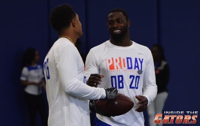 Cornerback Quincy Wilson (left) and safety Marcus Maye (right)